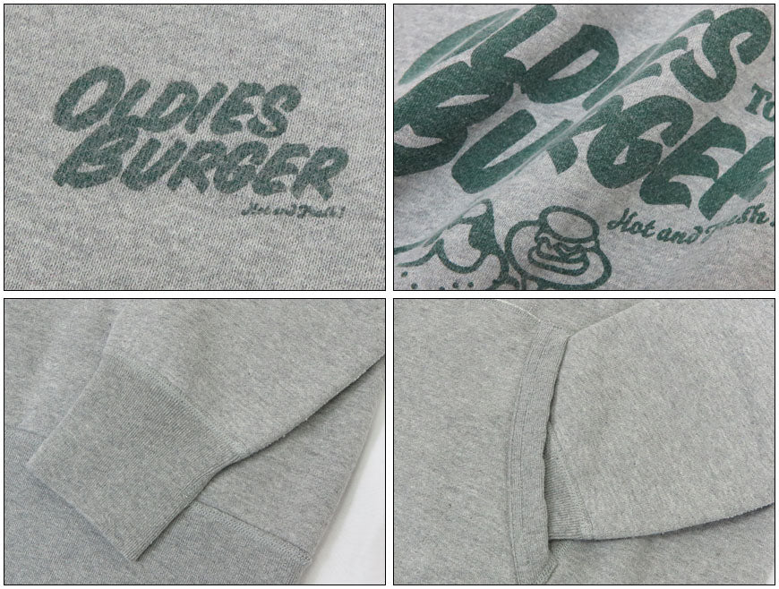 バーンズ BARNS 長袖 COZUN プルオーバー スウェット パーカー プリント "OLDIES BURGER" BR-24394
