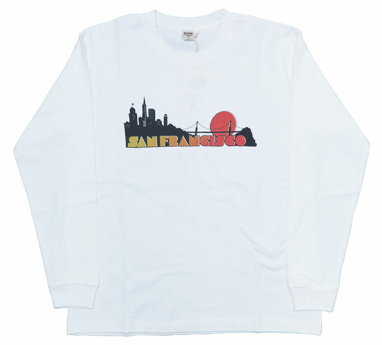 バーンズ BARNS 長袖 プリント サンフェード Tシャツ ピグメント染め "San Francisco" BR-24411