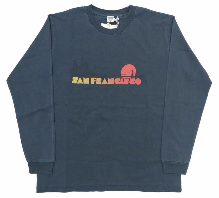 バーンズ BARNS 長袖 プリント サンフェード Tシャツ ピグメント染め "San Francisco" BR-24411