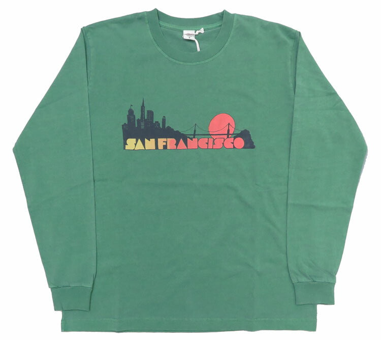 バーンズ BARNS 長袖 プリント サンフェード Tシャツ ピグメント染め "San Francisco" BR-24411