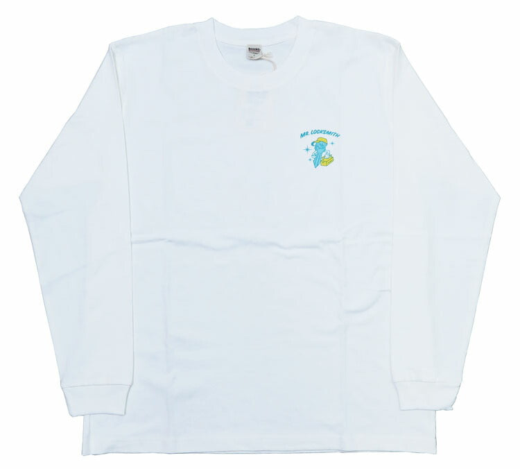 バーンズ BARNS 長袖 プリント サンフェード Tシャツ ピグメント染め "Mr.Locksmith" BR-24414