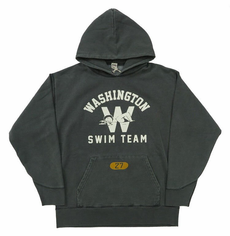 บาร์นส์ BARNS เสื้อฮู้ดแขนยาว ซีรีส์กีฬา พิมพ์ย้อมสีพิกเมนต์ "WASHINGTON SWIM TEAM" BR-24445