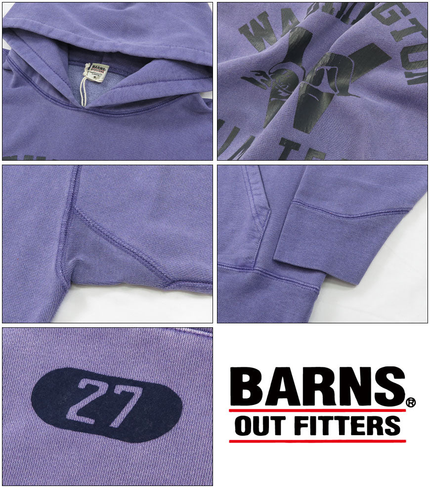 บาร์นส์ BARNS เสื้อฮู้ดแขนยาว ซีรีส์กีฬา พิมพ์ย้อมสีพิกเมนต์ "WASHINGTON SWIM TEAM" BR-24445