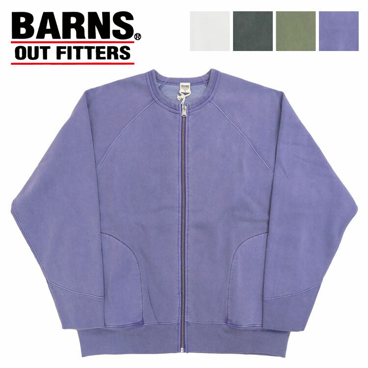 バーンズ BARNS Kardigan Resleting Lengan Panjang Seri Atletik Lengan Raglan Pewarnaan Pigmen BR-24447