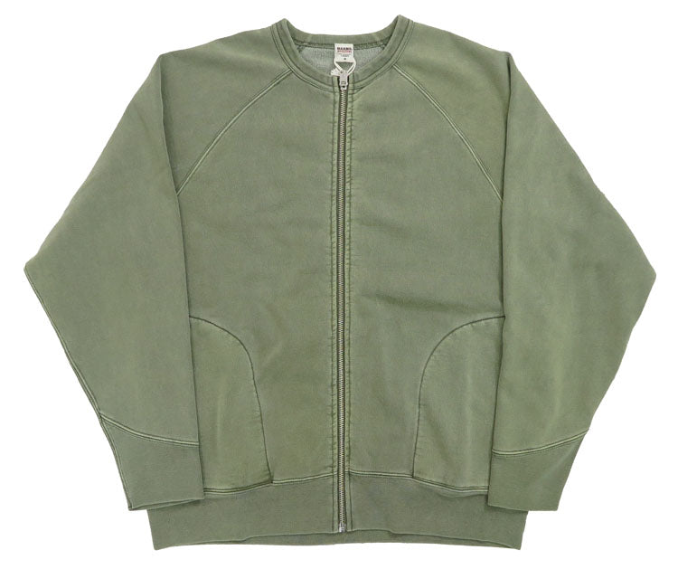 バーンズ BARNS Kardigan Resleting Lengan Panjang Seri Atletik Lengan Raglan Pewarnaan Pigmen BR-24447