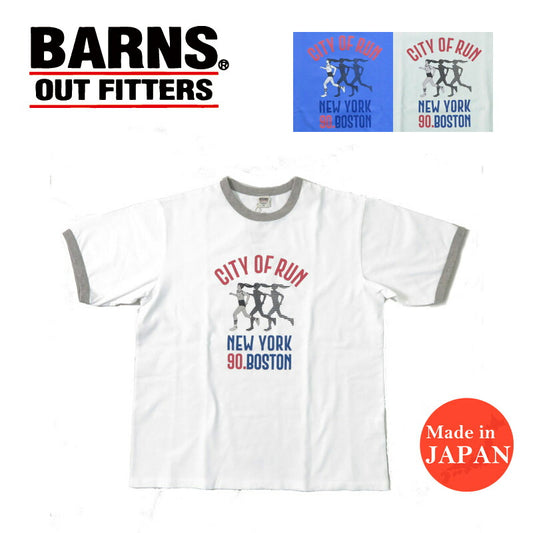 번즈 BARNS 링거넥 반팔 프린트 티셔츠 CITY OF RUN BR-25168