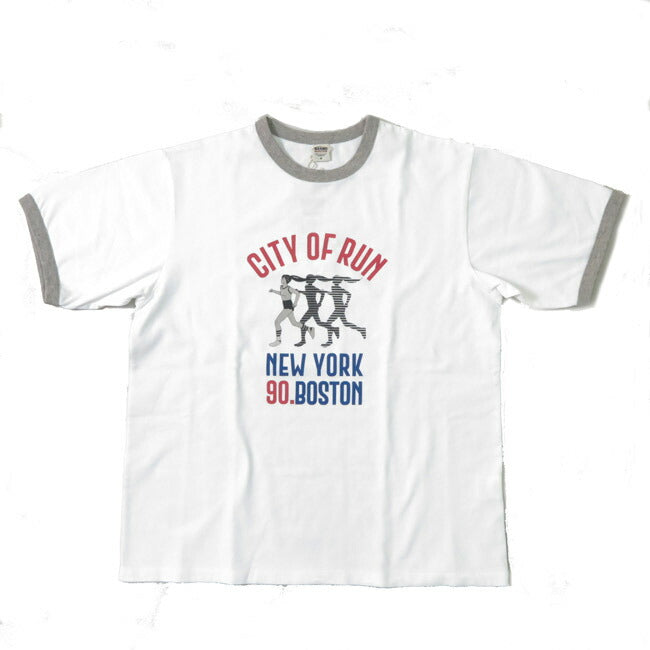 バーンズ BARNS リンガーネック 半袖 プリント Tシャツ CITY OF RUN BR-25168