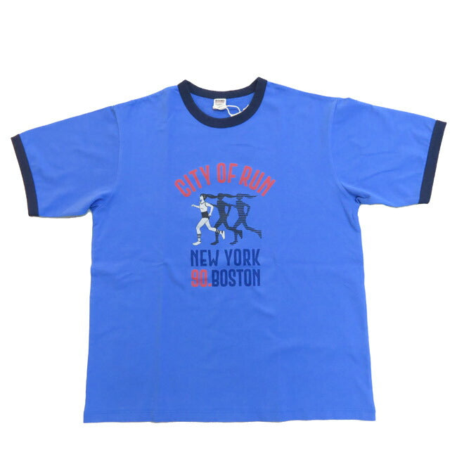 バーンズ BARNS リンガーネック 半袖 プリント Tシャツ CITY OF RUN BR-25168
