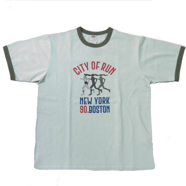 バーンズ BARNS リンガーネック 半袖 プリント Tシャツ CITY OF RUN BR-25168