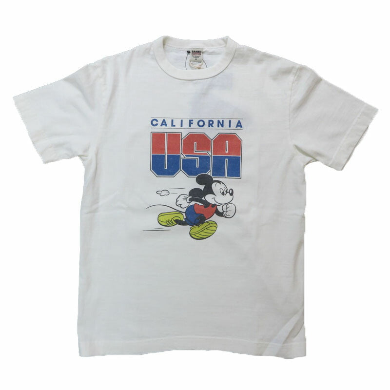 バーンズ BARNS  半袖 吊り編み プリント Tシャツ 【Mickey Mouse】“STANDARD” TSURIAMI Crew Neck Print T-Shirt【Special Item】BR-25178