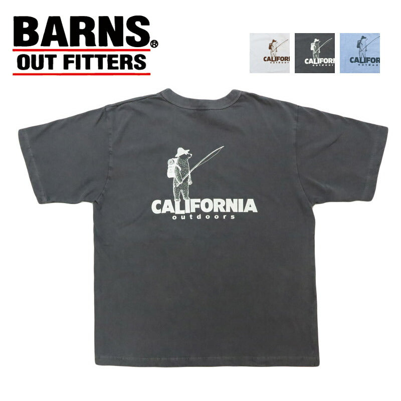 バーンズ BARNS เสื้อยืดแขนสั้นคอผูกขอบ พิมพ์ลาย Pigment "CALIFORNIA" BR-25296