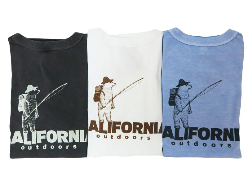 バーンズ BARNS เสื้อยืดแขนสั้นคอผูกขอบ พิมพ์ลาย Pigment "CALIFORNIA" BR-25296