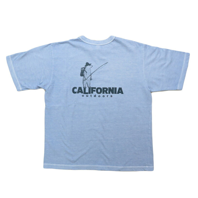 バーンズ BARNS เสื้อยืดแขนสั้นคอผูกขอบ พิมพ์ลาย Pigment "CALIFORNIA" BR-25296