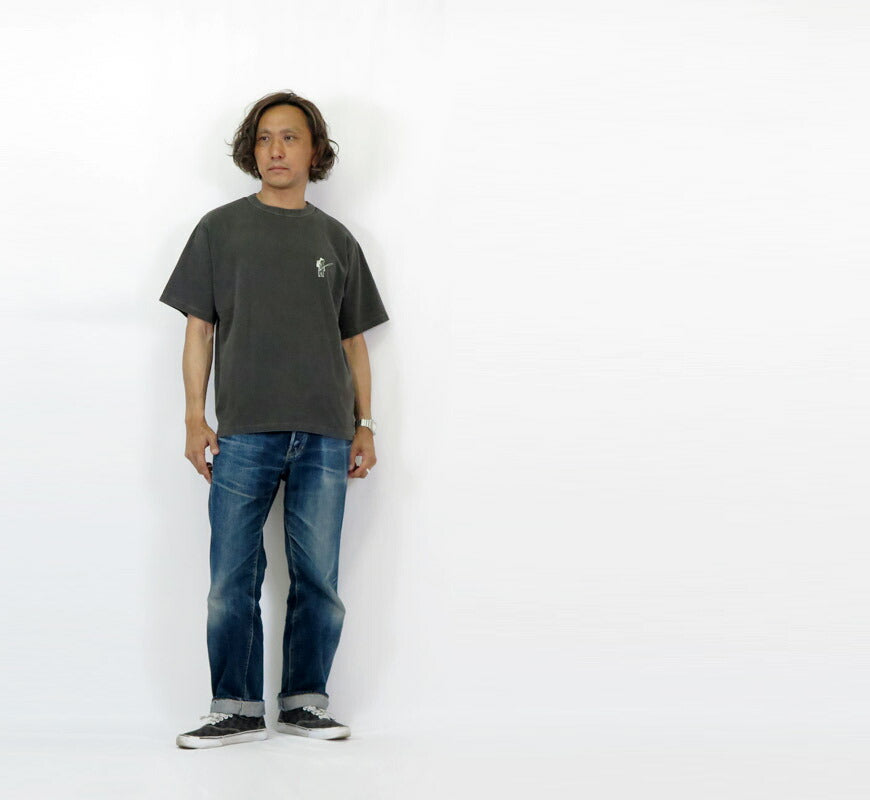 バーンズ BARNS เสื้อยืดแขนสั้นคอผูกขอบ พิมพ์ลาย Pigment "CALIFORNIA" BR-25296