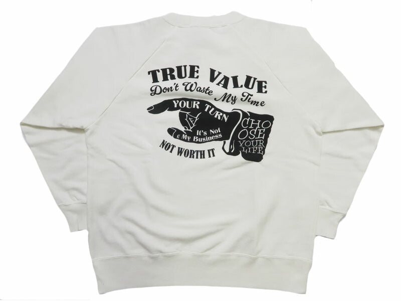 バーンズ BARNS เสื้อสเวตเตอร์ G.O.A.T. สแล็บ แขนแร็กแลนพิมพ์ลาย "TRUE VALUE" BR-25414