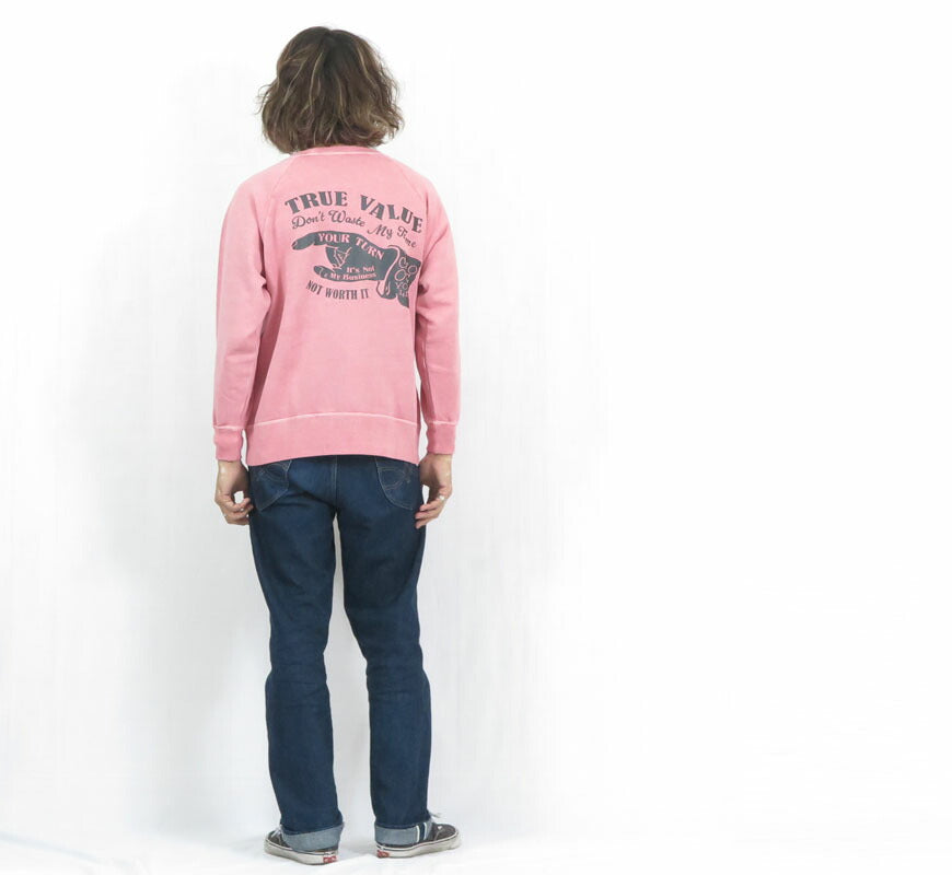 バーンズ BARNS เสื้อสเวตเตอร์ G.O.A.T. สแล็บ แขนแร็กแลนพิมพ์ลาย "TRUE VALUE" BR-25414