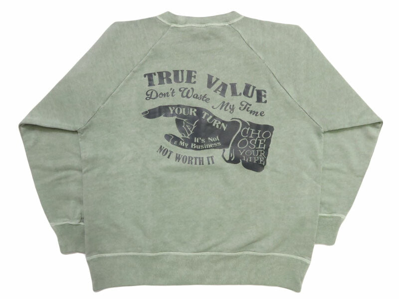 バーンズ BARNS เสื้อสเวตเตอร์ G.O.A.T. สแล็บ แขนแร็กแลนพิมพ์ลาย "TRUE VALUE" BR-25414
