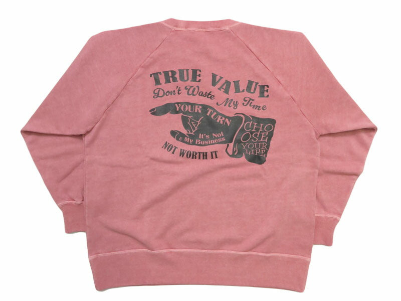 バーンズ BARNS เสื้อสเวตเตอร์ G.O.A.T. สแล็บ แขนแร็กแลนพิมพ์ลาย "TRUE VALUE" BR-25414