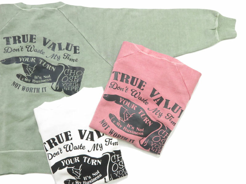 バーンズ BARNS เสื้อสเวตเตอร์ G.O.A.T. สแล็บ แขนแร็กแลนพิมพ์ลาย "TRUE VALUE" BR-25414