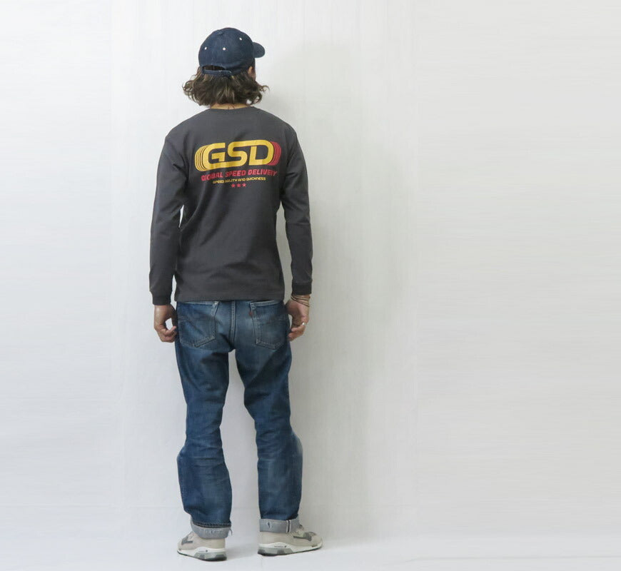 バーンズ BARNS เสื้อยืดแขนยาวพิมพ์ลาย ”GLOBAL SPEED DELIVERY” HOT-SHOT LS TEE BR-25421