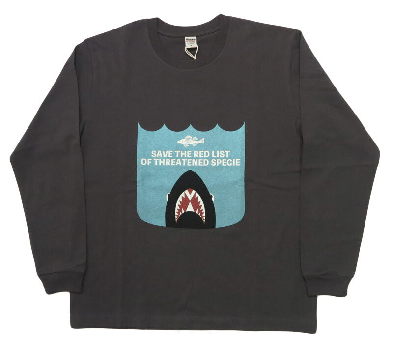 バーンズ BARNS 長袖 ”SAVE THE RED LIST” HOT-SHOT LS TEE プリント Ｔシャツ  BR-25422
