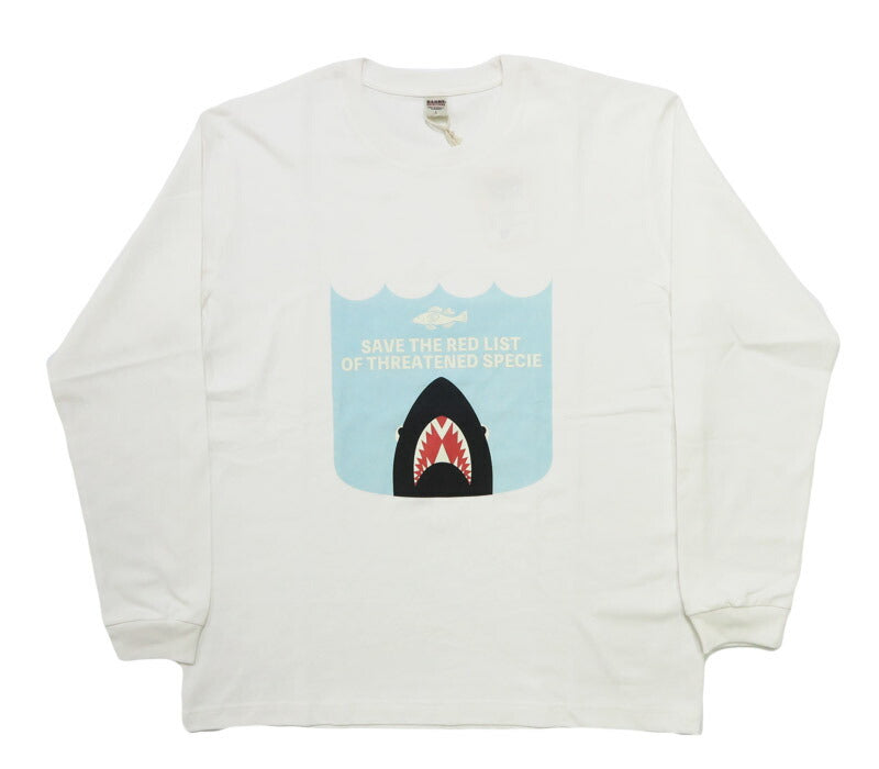 バーンズ BARNS 長袖 ”SAVE THE RED LIST” HOT-SHOT LS TEE プリント Ｔシャツ  BR-25422