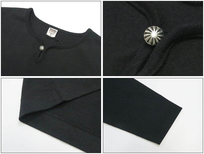 バーンズ BARNS 長袖 BIG COZUN CONCHO L/S TEE コンチョボタン 無地 Ｔシャツ  BR-26136【2025年秋冬新作】