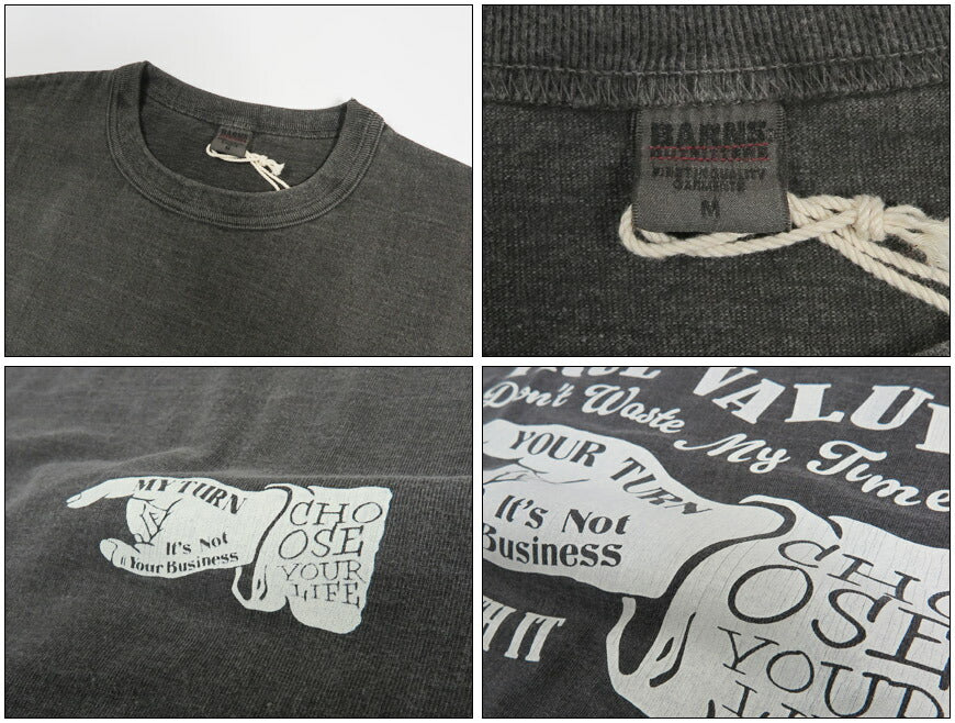 BARNS BARNS เสื้อยืดแขนสั้นถักแบบแขวน G.O.A.T. ย้อมสีพิกเมนต์ เสื้อยืดพิมพ์ลาย "TRUE VALUE" รุ่น BR-26154【คอลเลกชันฤดูใบไม้ผลิ-ฤดูร้อน 2026】