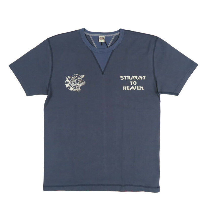 バーンズ BARNS Rundgestrickt Kurzarm T-Shirt COZUN Beidseitiger V-Einsatz Print T-Shirt GUSSET BR-26180【2026年春夏新作】