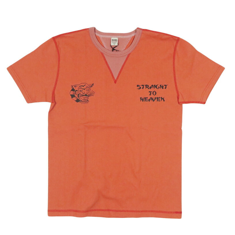 バーンズ BARNS Rundgestrickt Kurzarm T-Shirt COZUN Beidseitiger V-Einsatz Print T-Shirt GUSSET BR-26180【2026年春夏新作】