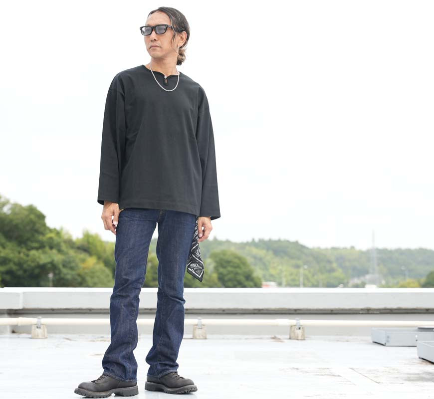 バーンズ BARNS 長袖 BIG COZUN CONCHO L/S TEE コンチョボタン 無地 Ｔシャツ  BR-26317 【2026年秋冬新作】