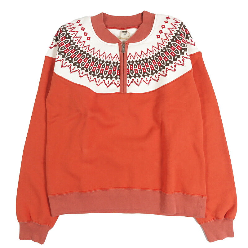 バーンズ BARNS 長袖 ハーフジップ スノーフレークパターン スウェット COZUN Half Zip Snowflake Patterned Sweatshirt BR-26373【2026年秋冬新作】