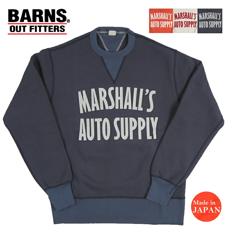 バーンズ BARNS 長袖 プリント クルーネック スウェット COZUN GUSSET CREW PT BR-26391