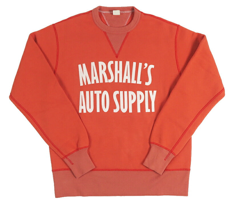 バーンズ BARNS 長袖 プリント クルーネック スウェット "MARSHALL'S" フロッキープリント COZUN GUSSET CREW PT BR-26391 【2026年秋冬新作】
