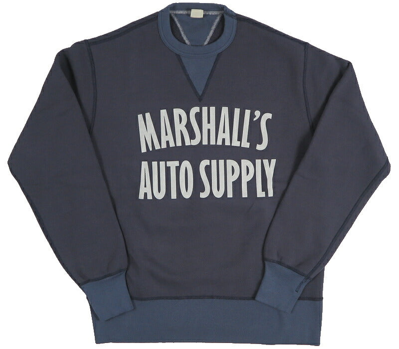 バーンズ BARNS 長袖 プリント クルーネック スウェット "MARSHALL'S" フロッキープリント COZUN GUSSET CREW PT BR-26391 【2026年秋冬新作】