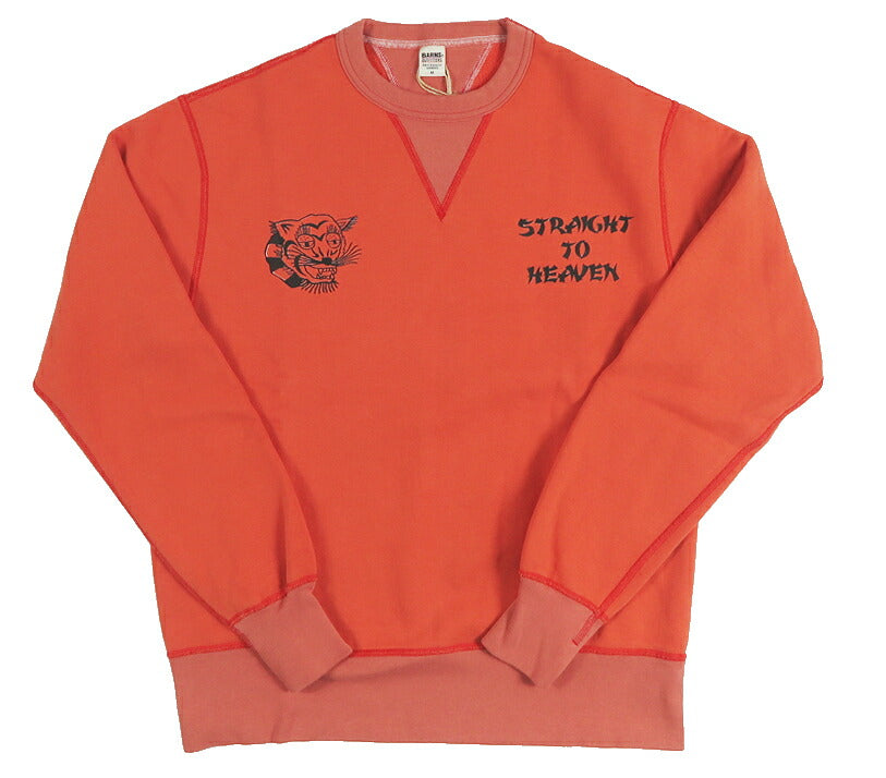 バーンズ BARNS 長袖 プリント クルーネック スウェット "STRAIGHT TO HEAVEN" COZUN GUSSET CREW PT BR-26392 【2026年秋冬新作】