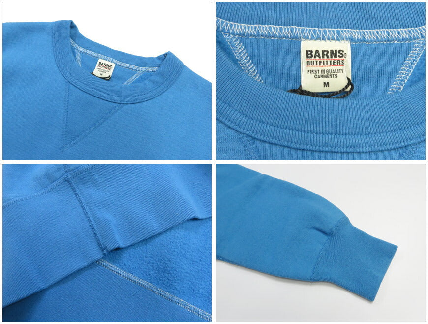 バーンズ BARNS เสื้อสเวตเตอร์คอกลมตะเข็บแบนพร้อมแผ่นเสริม COZUN BR-3000-25LTD