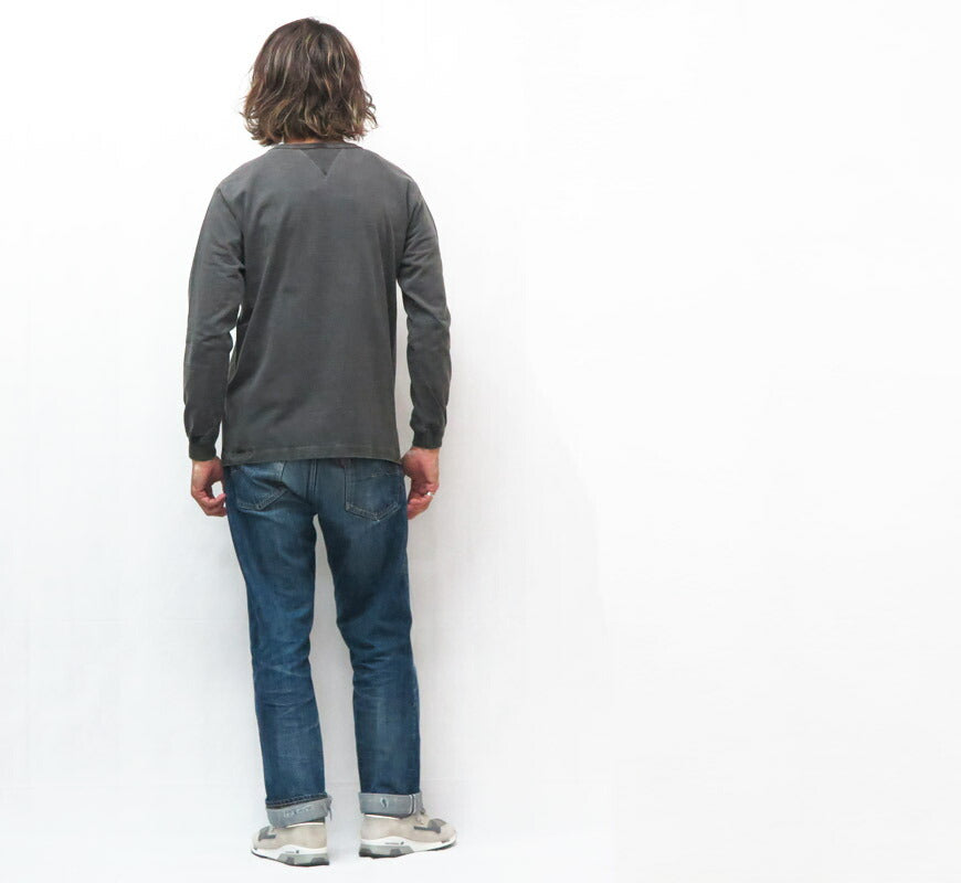バーンズ BARNS 長袖 Ｔシャツ クルーネック ヴィンテージ ピグメント 4本針縫い ユニオンスペシャル・フラットシーマー BR-3043PG-25