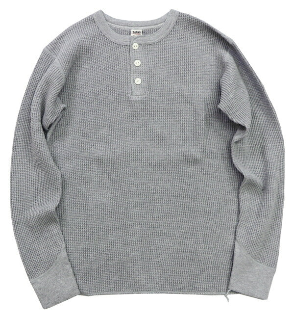 バーンズ BARNS 20/2 ヘビーサーマル 長袖 ヘンリーネック Tシャツ ワッフル BR-3081