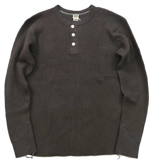 バーンズ BARNS 20/2 ヘビーサーマル 長袖 ヘンリーネック Tシャツ ワッフル BR-3081