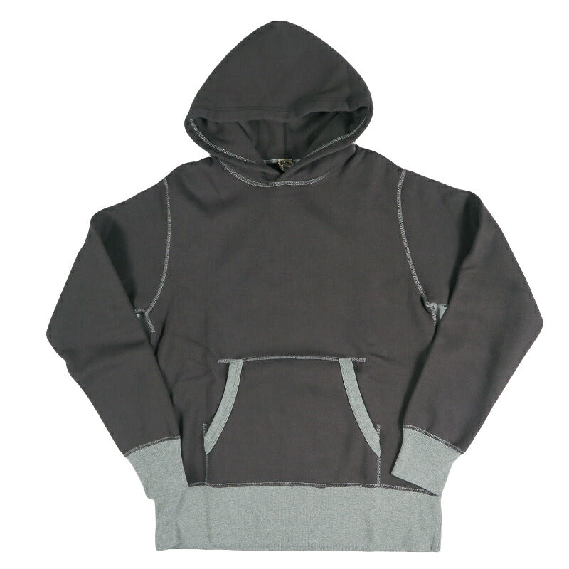 バーンズ BARNS 長袖 リブ切替 ステッチ プルオーバー スウェット パーカー 30/7 COZUN Switching Rib & Stitch Hoodie BR-3307 【2026年秋冬新作】