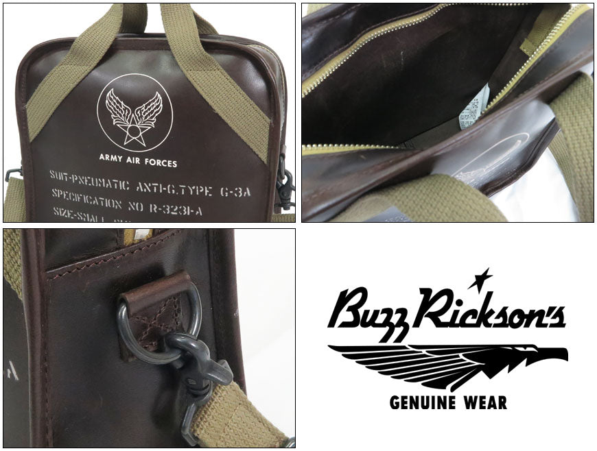 バズリクソンズ Buzz Rickson's TYPE G-3A 馬革 レザー ショルダー バッグ SUIT-PNEUMATIC ANTI-G, TYPE G-3A LEATHER BAG BR02834