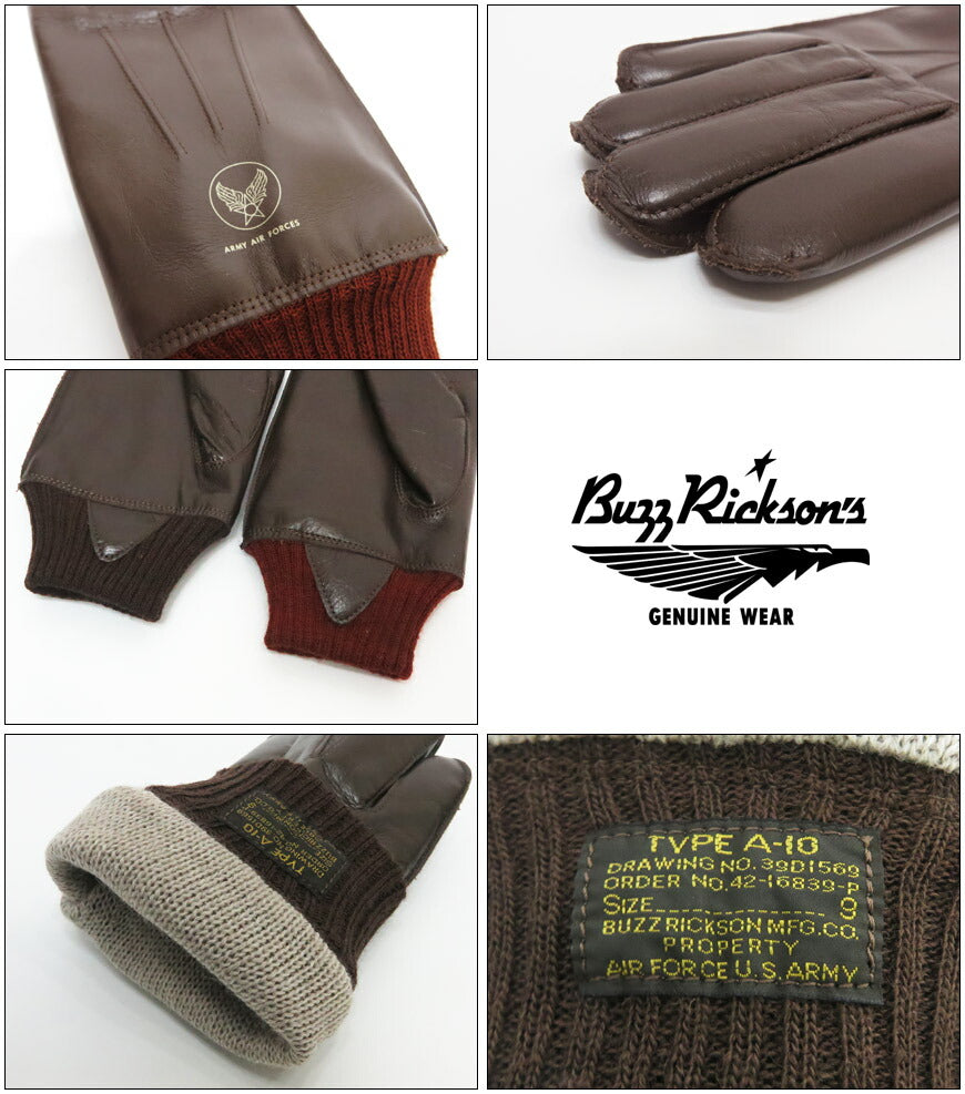 バズリクソンズ Buzz Rickson's Typ A-10 Handschuhe GLOVES-FLYING WINTER Pferdeleder Horsehide BR02835