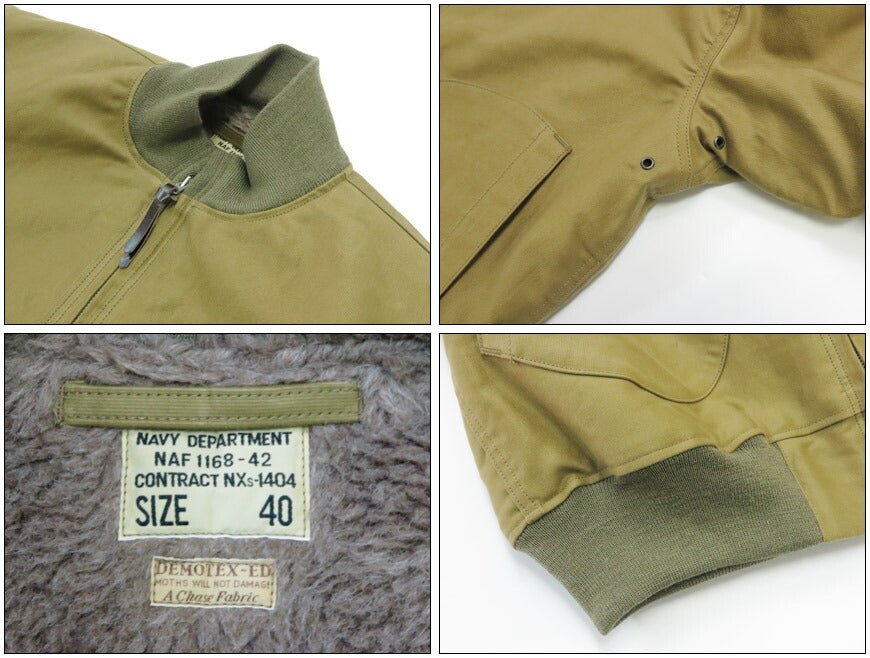 バズリクソンズ Buzz Rickson's ジップ デッキジャケット アルパカ・ウールパイルライニング Type DECK ZIP NAVY DEPARTMENT BR15759