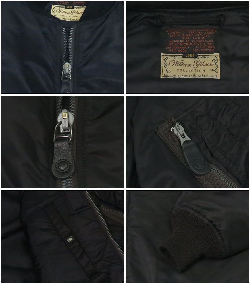 バズリクソンズ Buzz Rickson's フライトジャケット BLACK MA-1 ロング丈 1st Model Albert Turner アルバートターナー  William Gibson ウィリアムギブソン BR15772