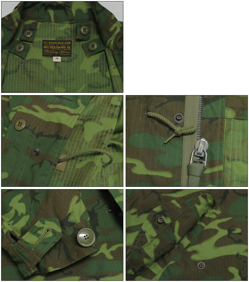 バズリクソンズ Buzz Rickson's カモフラ柄 M-65 フード無し仕様 シェルパーカー CAMOUFLAGE WATER REPELLENT CIVILIAN MODEL モッズコート BR15837