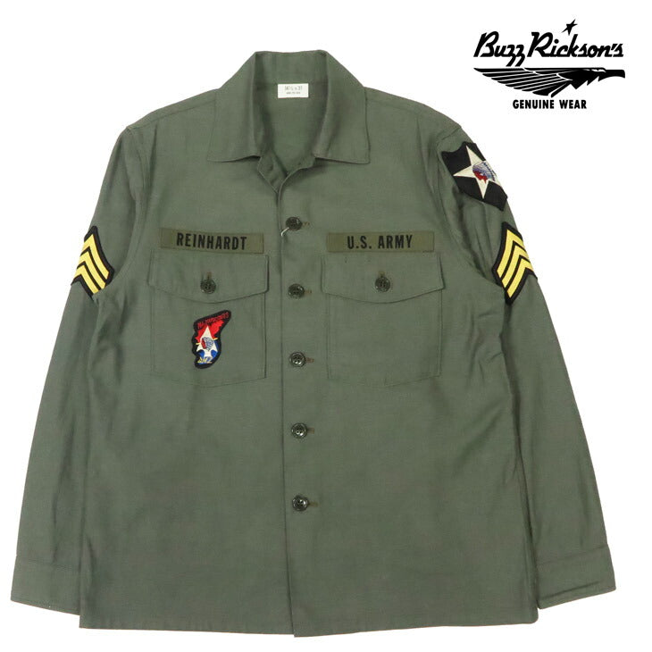 バズリクソンズ Buzz Rickson's OG-107 コットンサテン ミリタリー ユーティリティ シャツ 長袖 SHADE107 DEMILITARIZED ZONE ジョンレノン JOHN LENNON BR29586