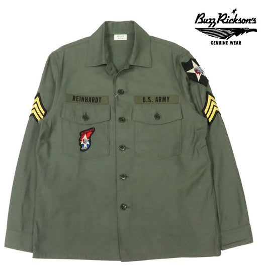 バズリクソンズ Buzz Rickson's Chemise utilitaire militaire en satin de coton OG-107 à manches longues SHADE107 ZONE DÉMILITARISÉE John Lennon JOHN LENNON BR29586