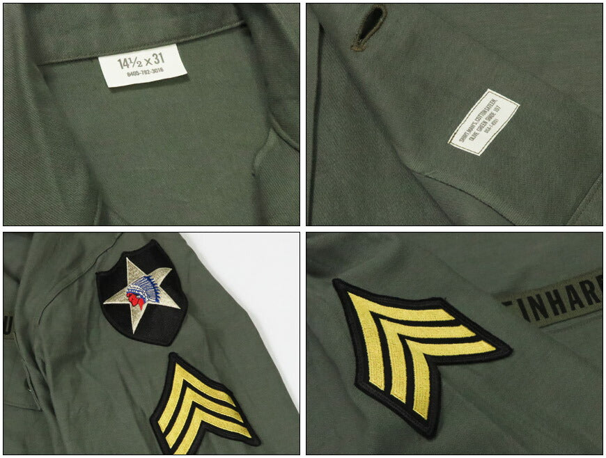 バズリクソンズ Buzz Rickson's OG-107 コットンサテン ミリタリー ユーティリティ シャツ 長袖 SHADE107 DEMILITARIZED ZONE ジョンレノン JOHN LENNON BR29586