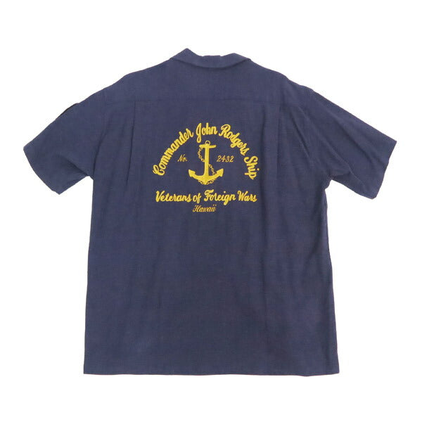 バズリクソンズ Buzz Rickson's 半袖 U.S. NAVY レーヨン/リネン 半袖 オープン シャツ チェーン刺繍 麻  br39510